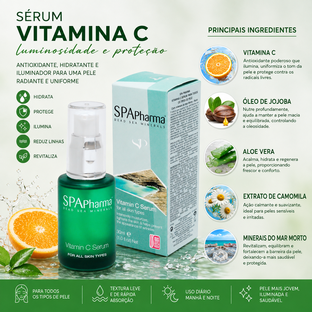 Kit BOOST Vitamina C : Espuma de Limpeza com Vitamina C + Sérum de Vitamina C + Brinde Escova Facial