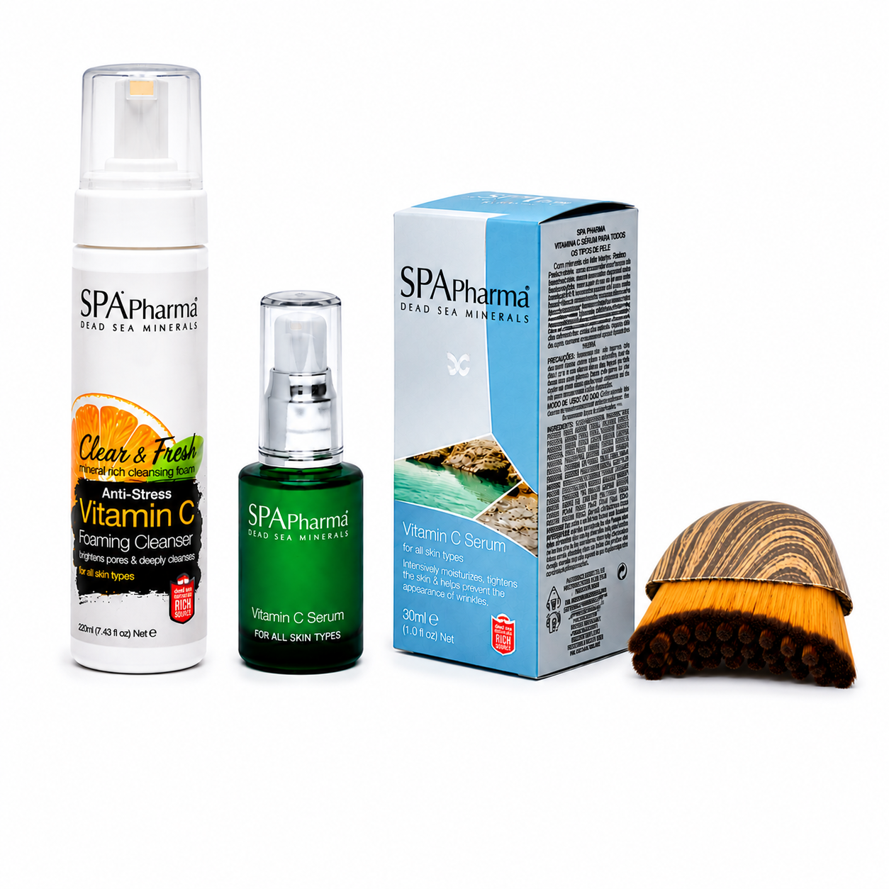 Kit BOOST Vitamina C : Espuma de Limpeza com Vitamina C + Sérum de Vitamina C + Brinde Escova Facial
