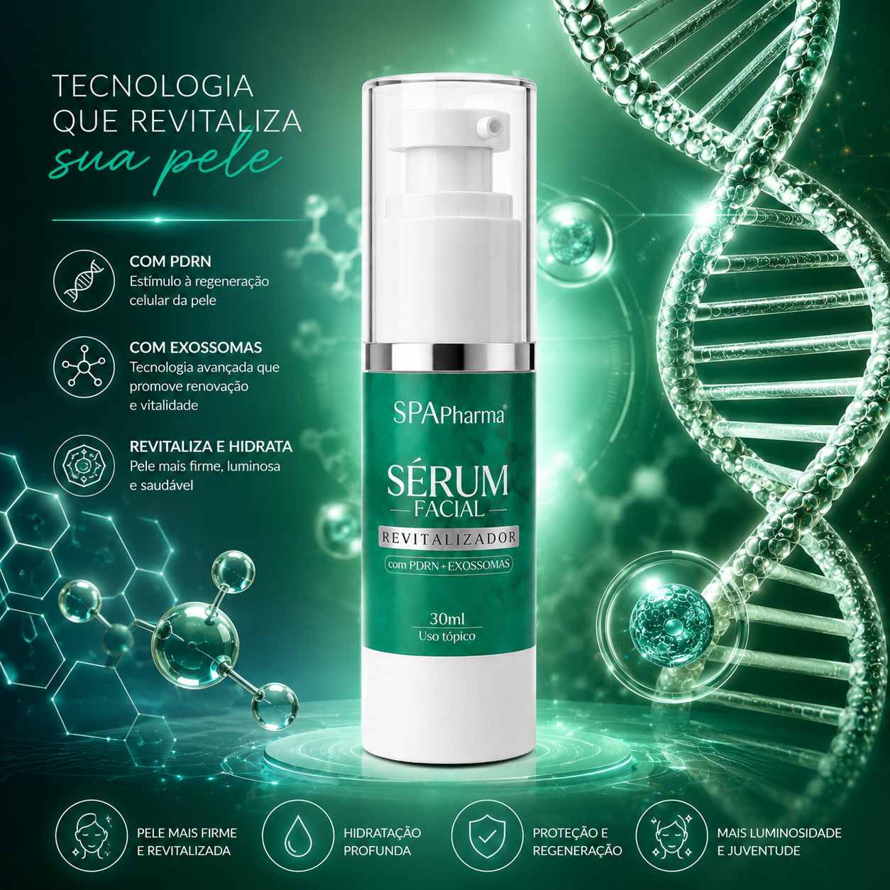 Sérum Revitalizador com PDRN e Exossomas - 30ml