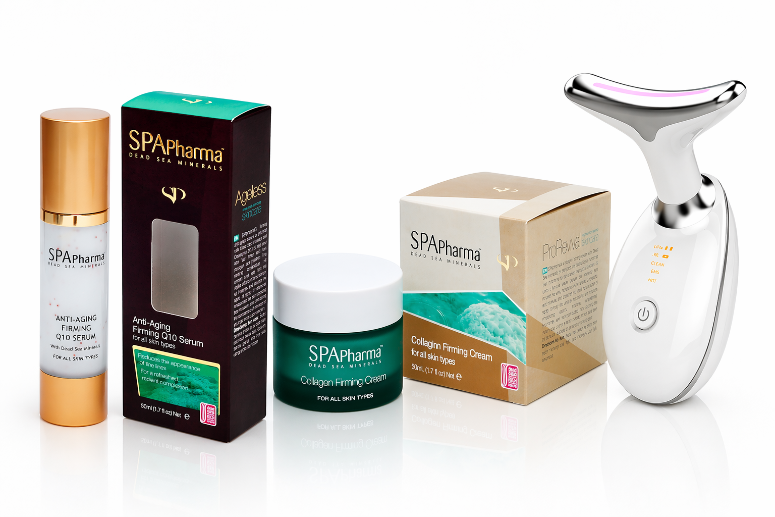 Kit Skincare:  Sérum Coenzima Q10 + Creme Firmador Colágeno + Aparelho Rejuvenescedor LED