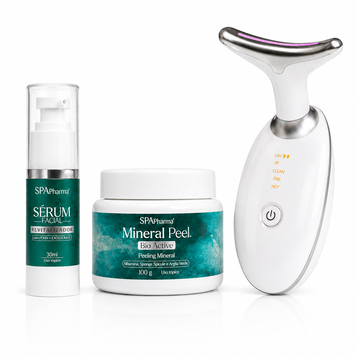 Kit Efeito Microagulhamento:  Peeling Biológico Mineral + Sérum PDRN com Exossomas + Aparelho Rejuvenescedor LED