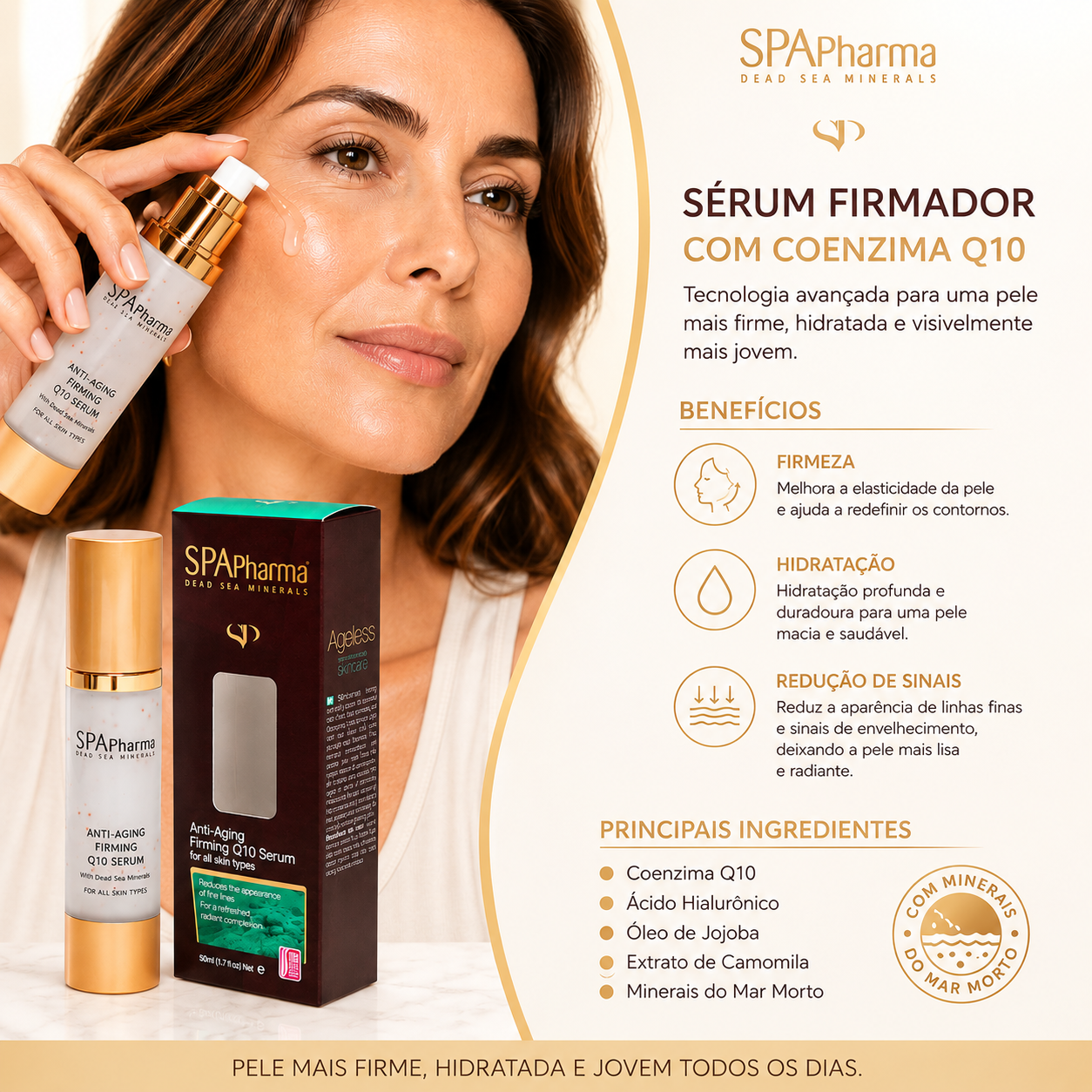 Kit Skincare:  Sérum Firmador Q10 +Creme Anti idade de Oliva + Aparelho Rejuvenescedor LED
