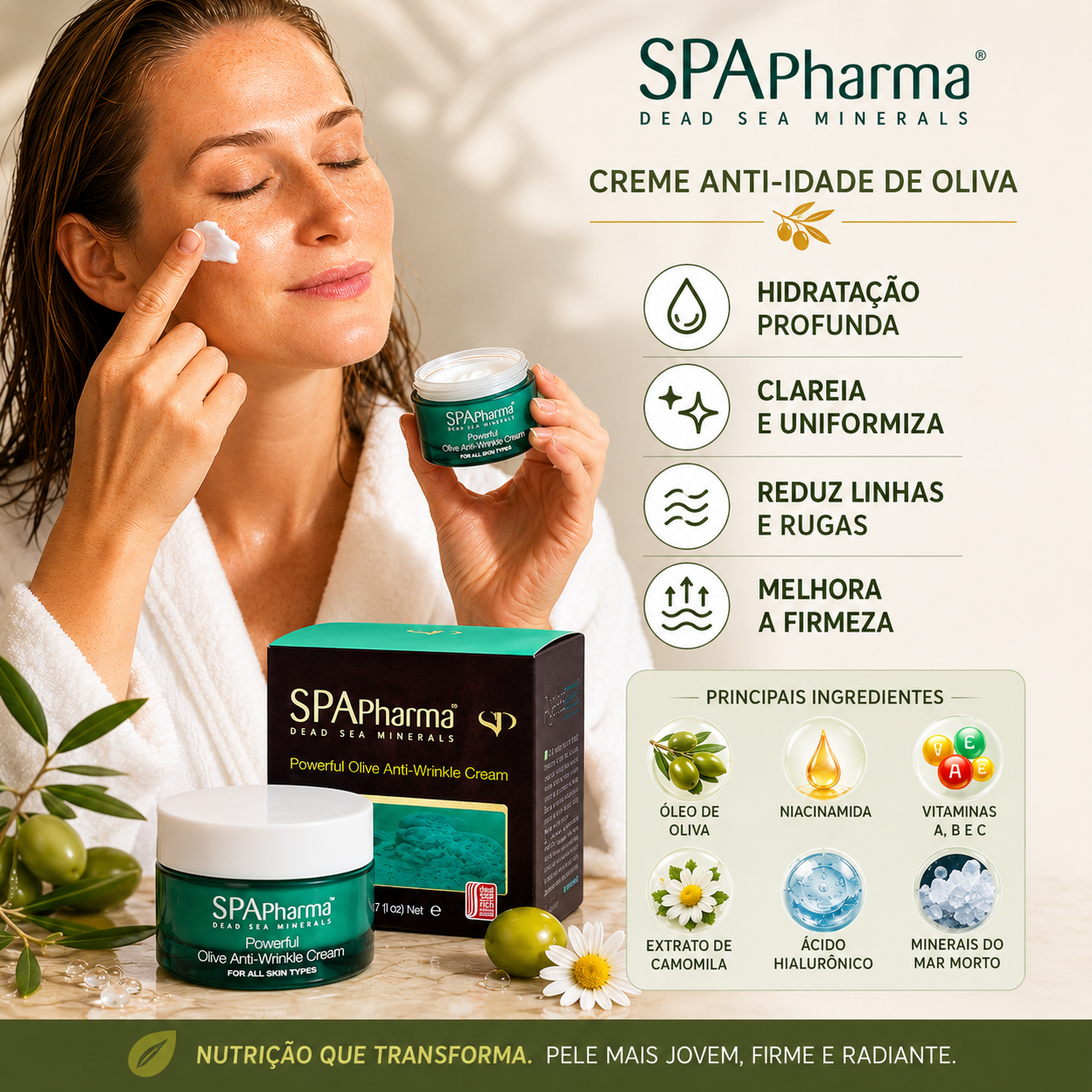 Kit Skincare:  Sérum Firmador Q10 +Creme Anti idade de Oliva + Aparelho Rejuvenescedor LED