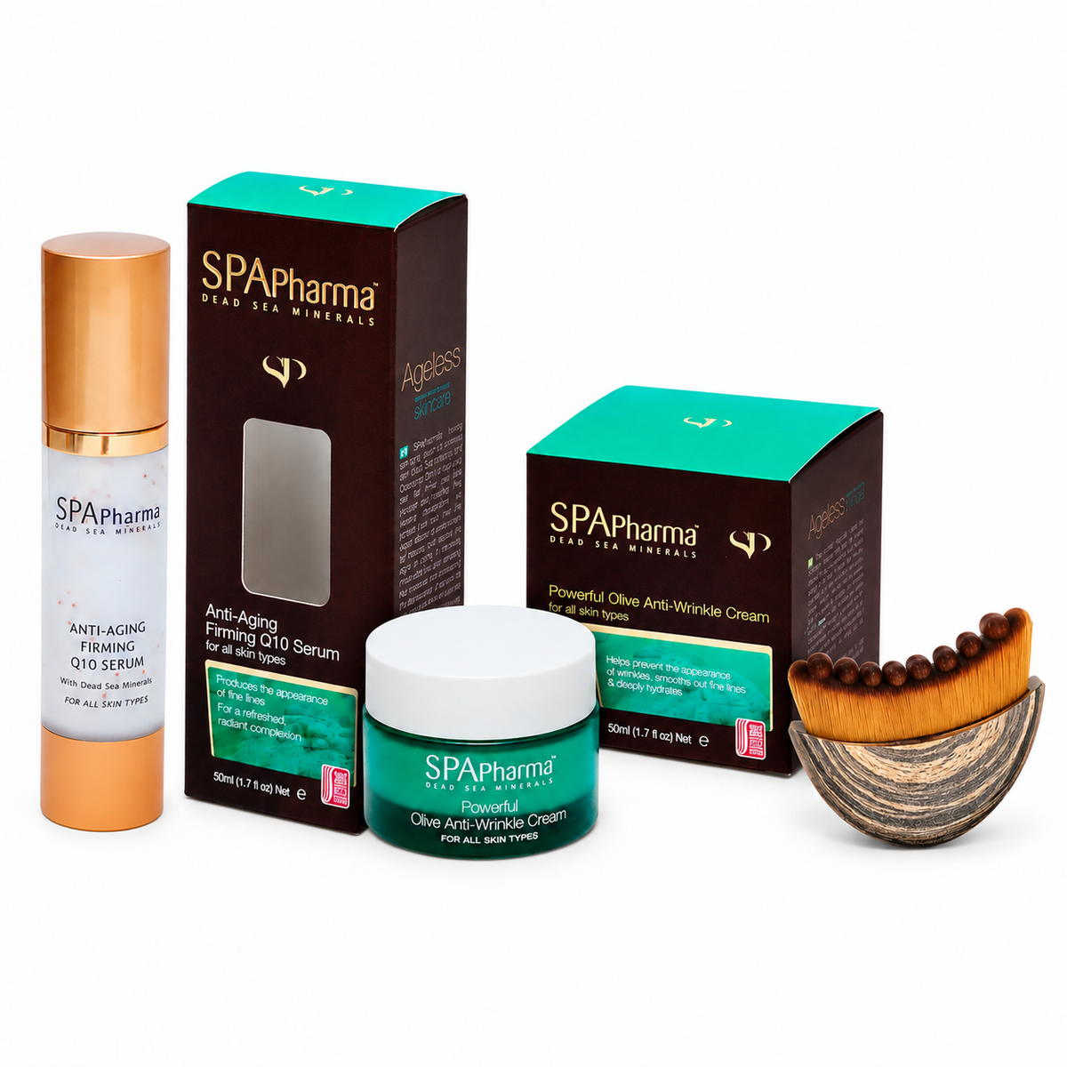 Kit Skincare Anti idade:  Sérum Coenzima Q10 + Creme Anti idade de Oliva + Brinde Escovinha