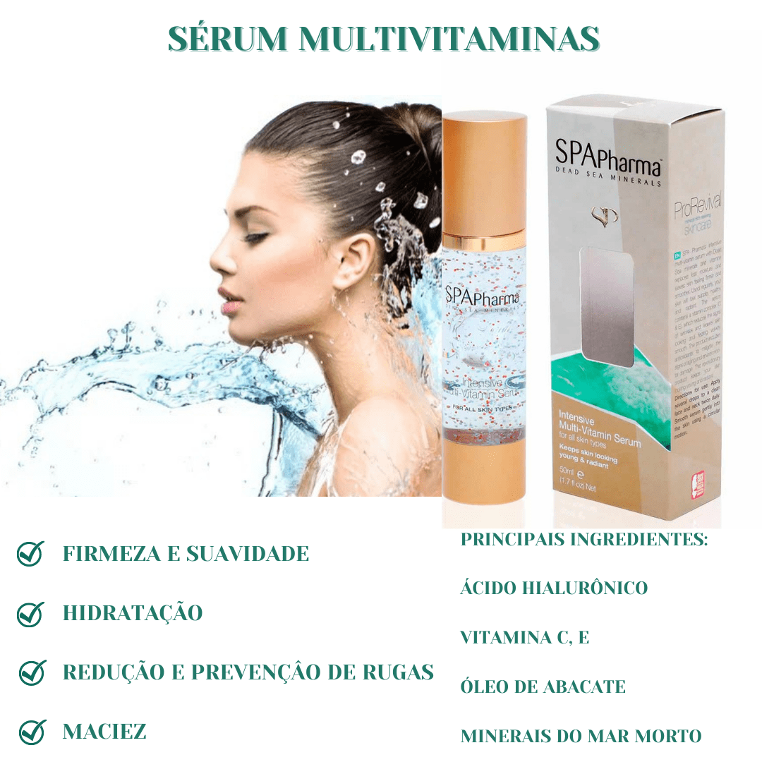 Kit Skincare Tratamento e Prevenção Rugas - Sérum Multivitaminas C e E + Creme Firmador de Colágeno + Aparelho Rejuvenescedor LED